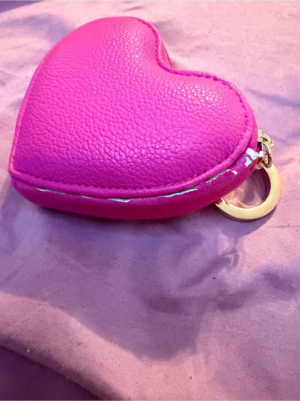 Victoria's Secret Hot Pink Heart Keychain Coin Pouch